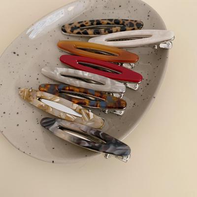 Fermaglio per capelli ovale cavo in acetato - Semplice e femminile a becco d'anatra per frangia e capelli sottili.