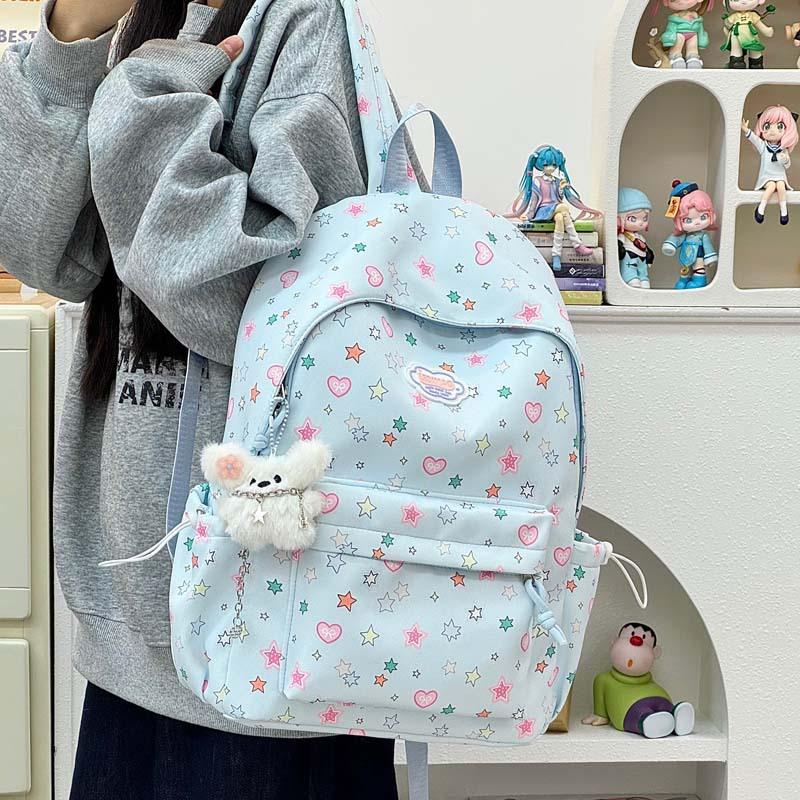 Schoolbag new cute junior high school ins star backpack fresh middle school girl large capacity versatile high value back