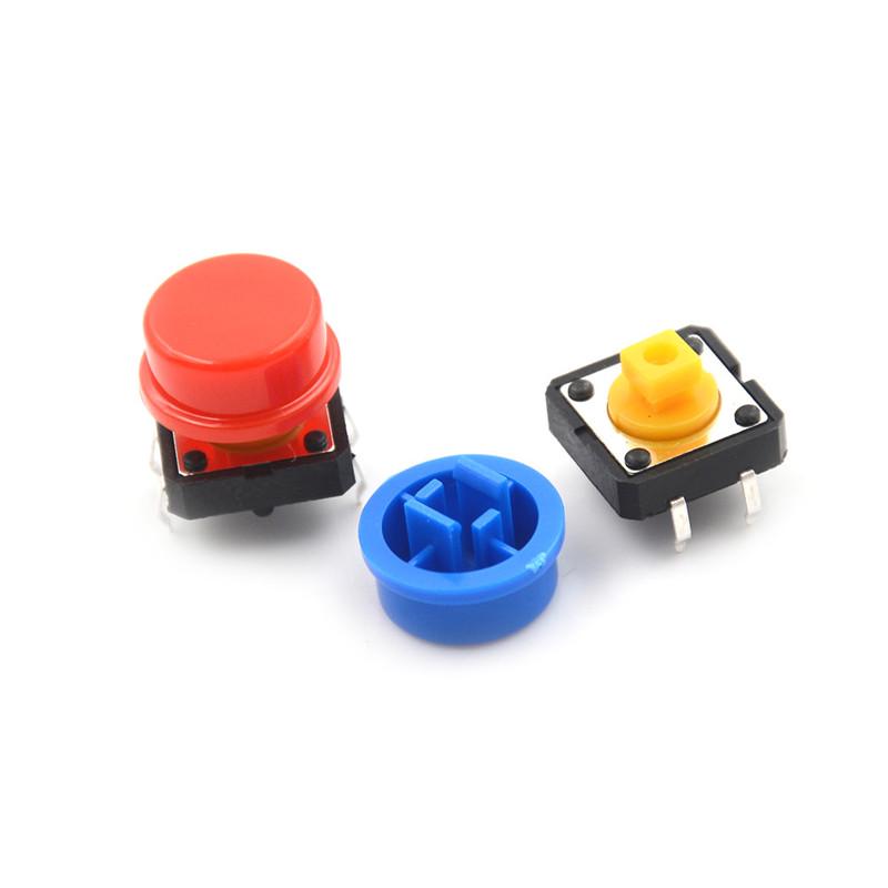 25Sets Momentary Tactile Push Button Touch Micro Switch 4P Pcb Caps 12X12X7.3Mm