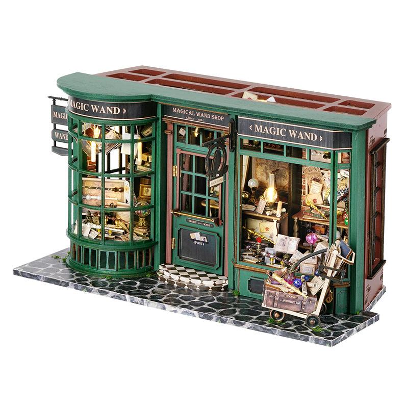 Magic Shop DIY tredukkehus Miniatyr dukkehussett med møbler Roombox Retro hjemmemodell leketøy