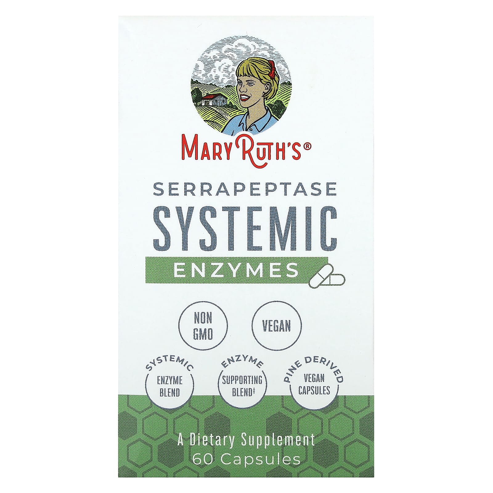 

MaryRuth s, Serrapeptase Systemic Enzyme, 60 Capsules