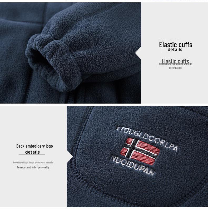 Doppelseitige Polarfleecejacke für Herren, Herbst/Winter, dick, warm, lässig, lockere Passform, große Größe
