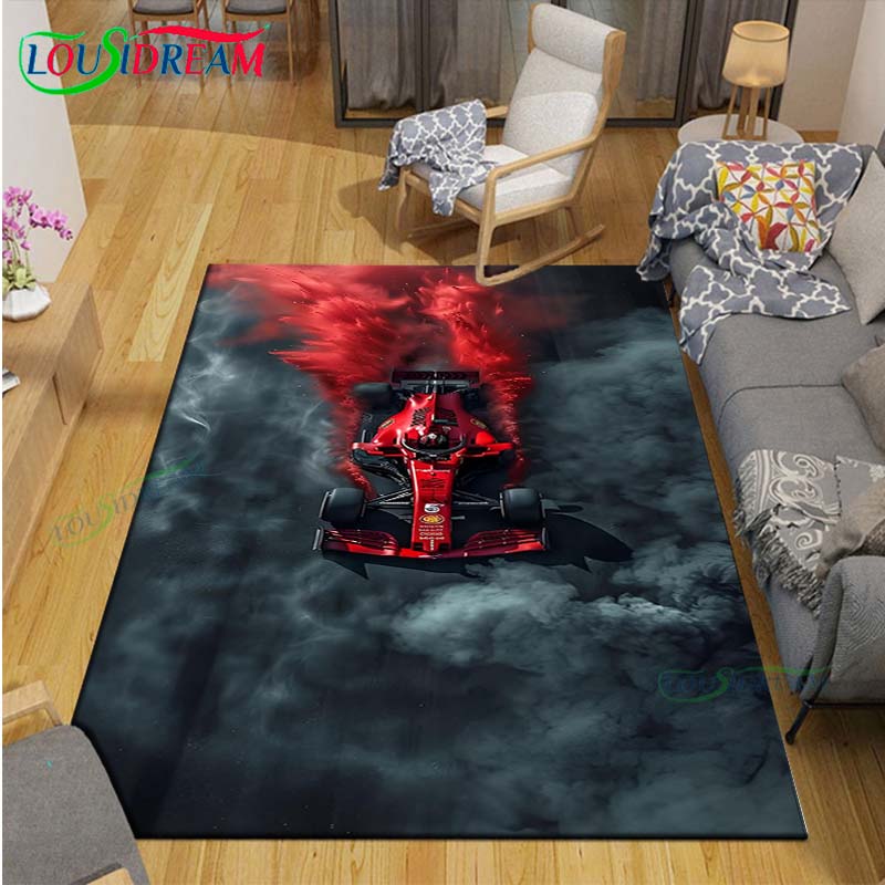 2026 Hot Fashion Racing Car Print Flannel Carpet Outdoor Rug Area Rug Non-slip Carpet Bedroom Decor Carpet for Kids Luxury Gift