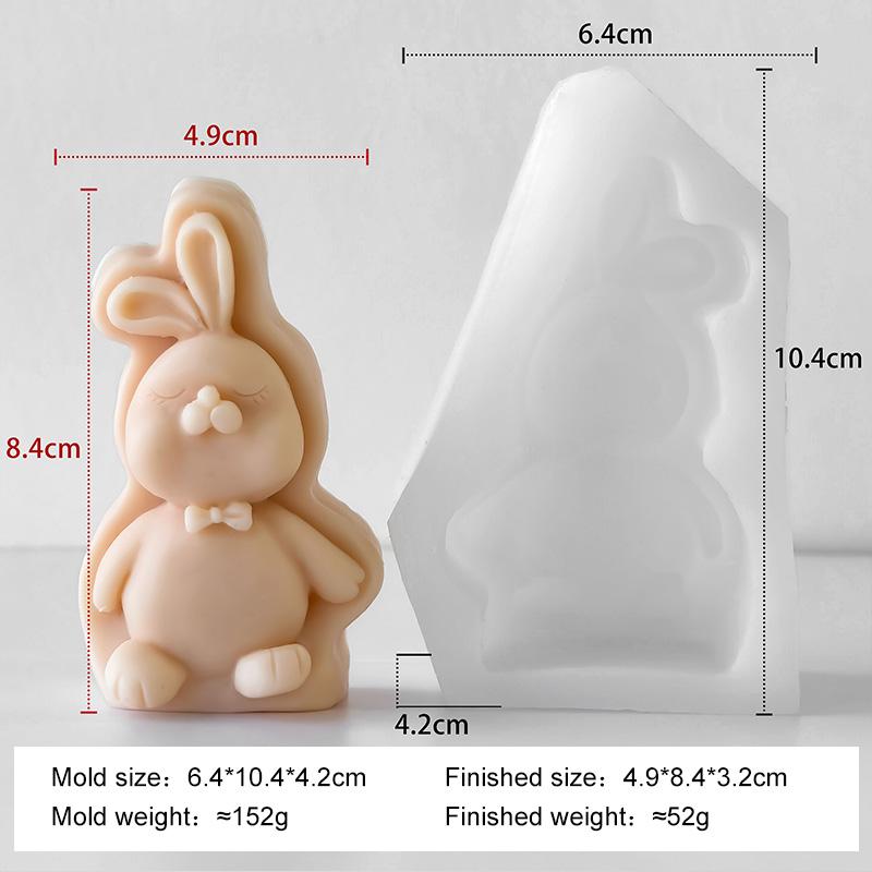 DIY Bunny Shape Chocolate Cookies Baking Molds Cartoon Rabbit Silicone Mold Handmade Aroma Candle Plaster Resin Mould
