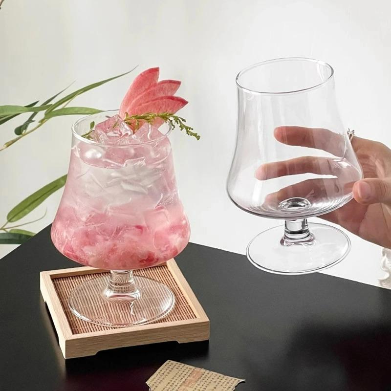 2Pcs High-foot Glass Cup Creative Cocktail Glasses Cups Transparent Coffee Juice Glasses Cup Bubble Glass Cups Bar Kitchen Tool
