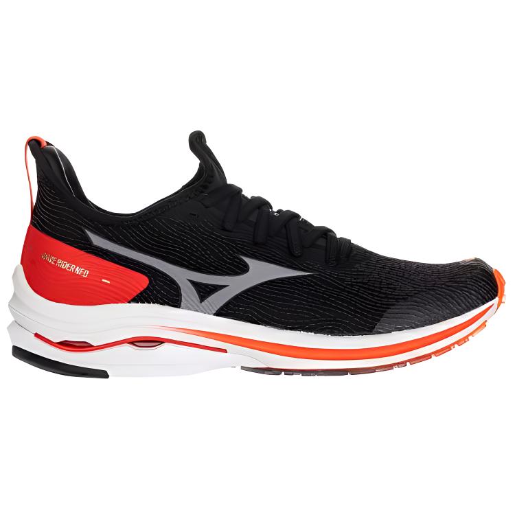 Mizuno Wave Rider Neo 1 Lace-Up Fabric Synthetic Leather Slip-Resistant Durable Breathable Low-Top Running Shoes Women sneaker Black Red J1GD207802