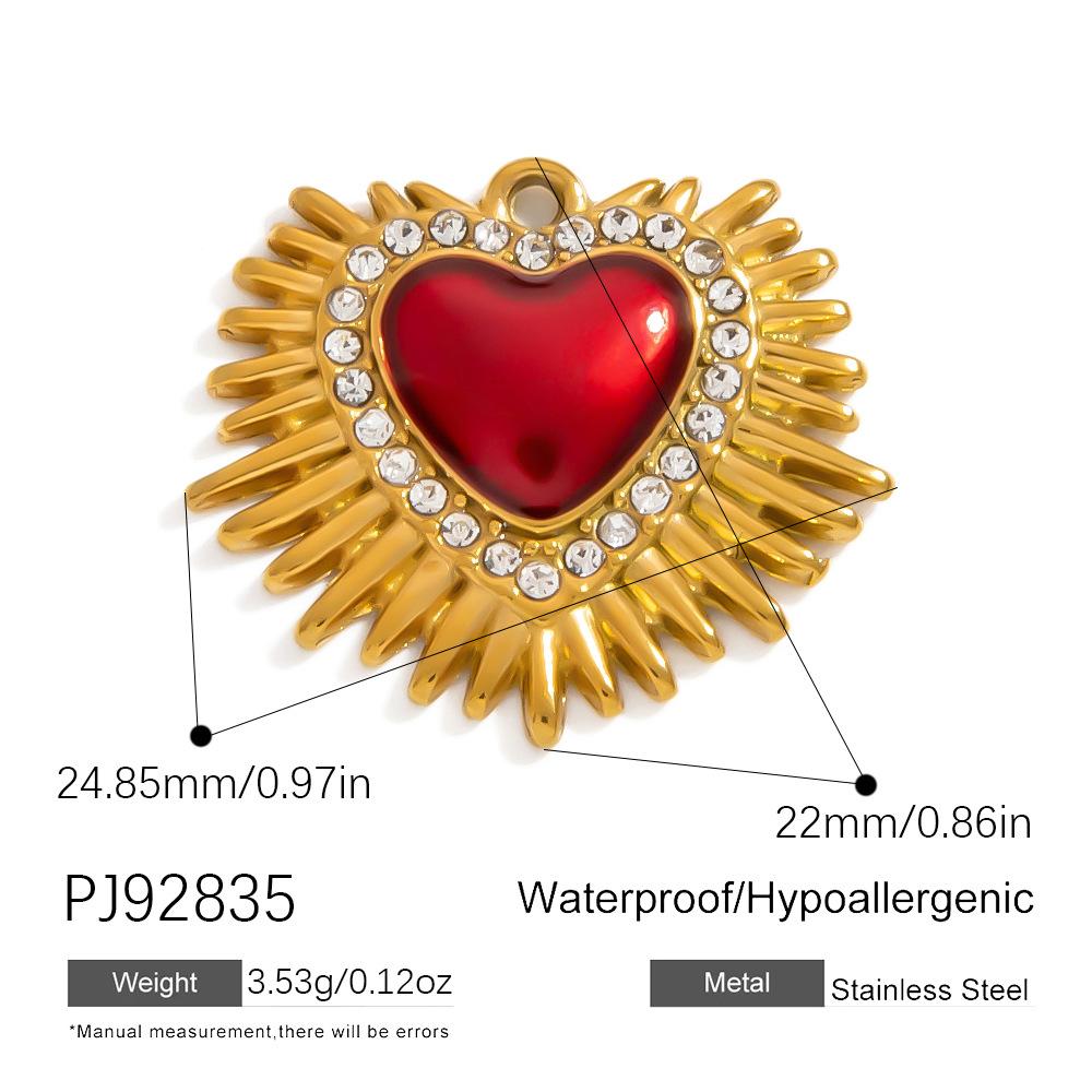 SUMMLY Trendy Wings Flame Heart Valentine's Day Pendant 18K Gold Plated Stainless Steel Romantic Charms Fashion Jewelry