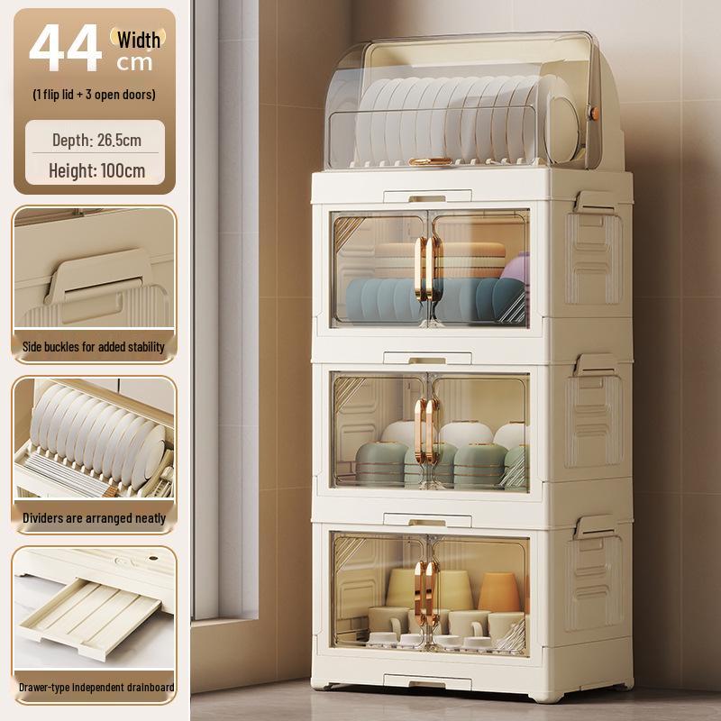 Kitchen Storage Rack for Bowls, Plates, and Chopsticks with Draining Tray