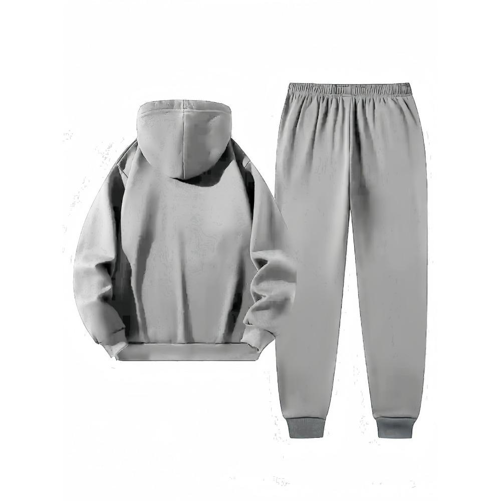 Spring and Autumn Warm Men's Hoodie Set Sports and Leisure Two Piece Set Boston Printed Hoodie and Casual Pants Combination