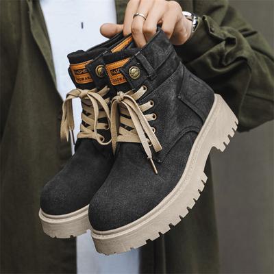 Fashion New Autumn Men's Denim Boots Vintage Black High Boots Men Outdoor Streetwear Tooling Boots Men Casual Ankle Boots Botas Hombre