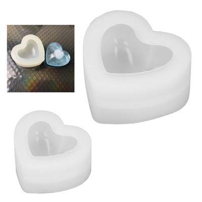 2 Pcs Wax Mould Heart Shaped Silicone Mould Three Dimensional Smooth Surface 3D Mould Full Shape Heart Mould Candle Making