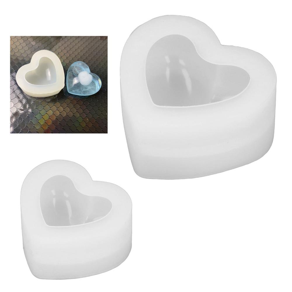2 Pcs Wax Mould Heart Shaped Silicone Mould Smooth Surface Three Dimensional Heart Mould Full Shape Resin Mould Home Decor