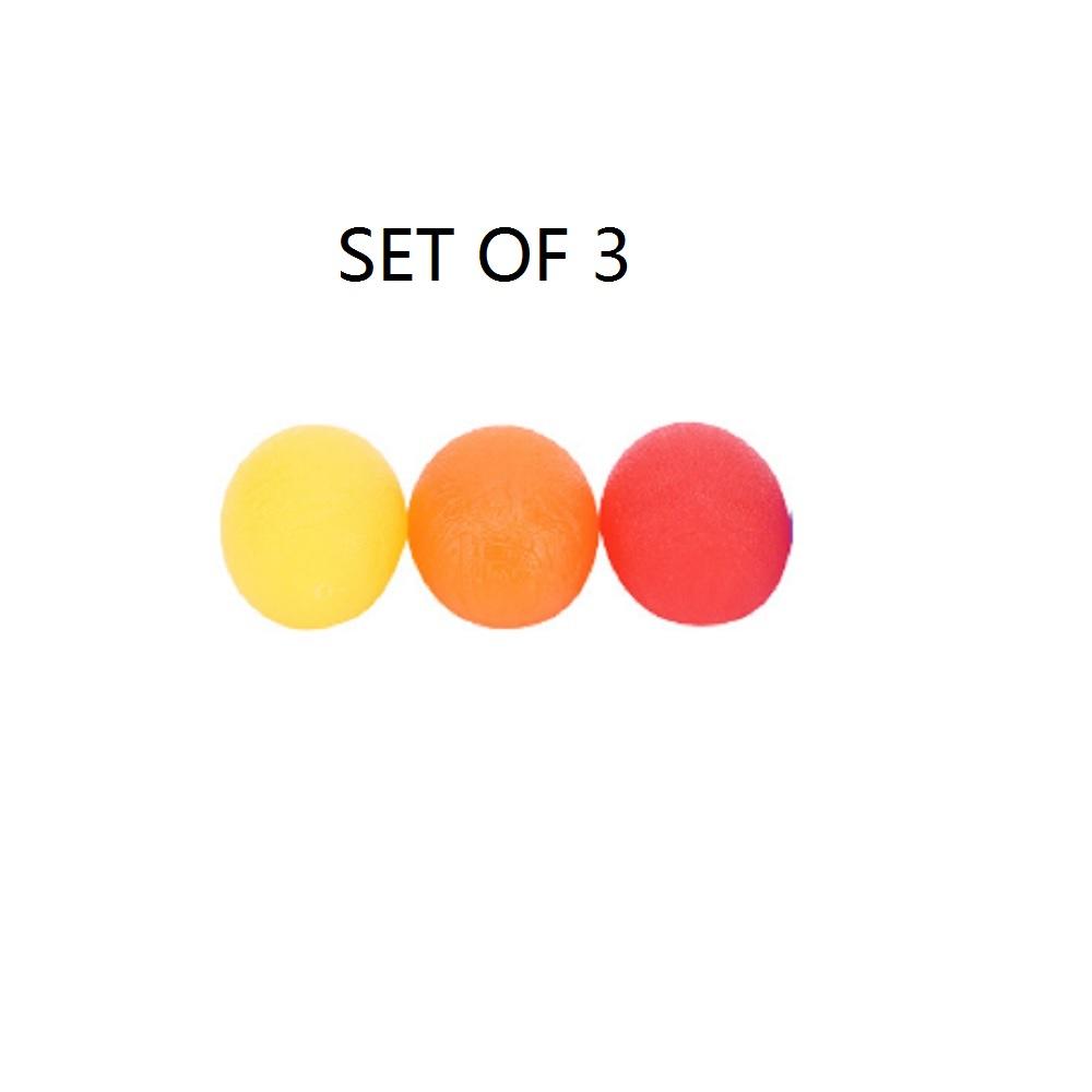 SET OF 3 Hand Exercise Stress Relief Balls Hand Grip Strengthener Finger Therapy