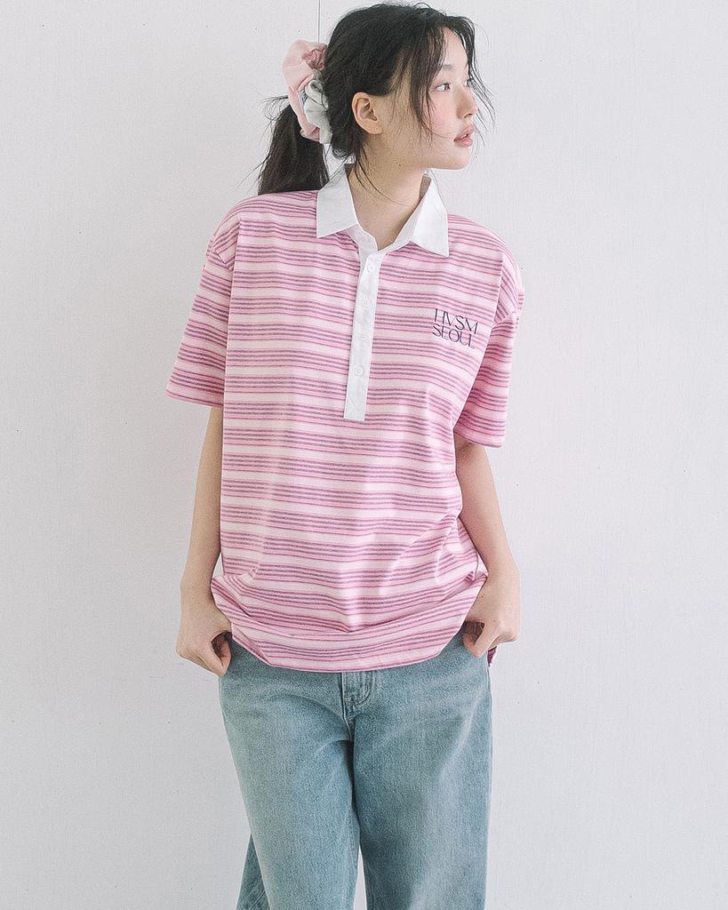 HAVISM Oversize Rugby S/S Tee(Pink)