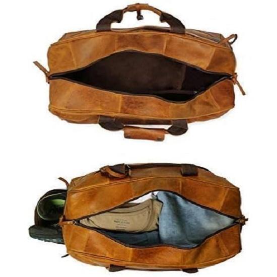 Skórzana Stylowa i Przestronna Torba Weekendowa Crazy dla Mężczyzn | Prawdziwa Skóra Bydlęca | Ręcznie Wykonana z Unikalnym Pikowaniem Projektanta