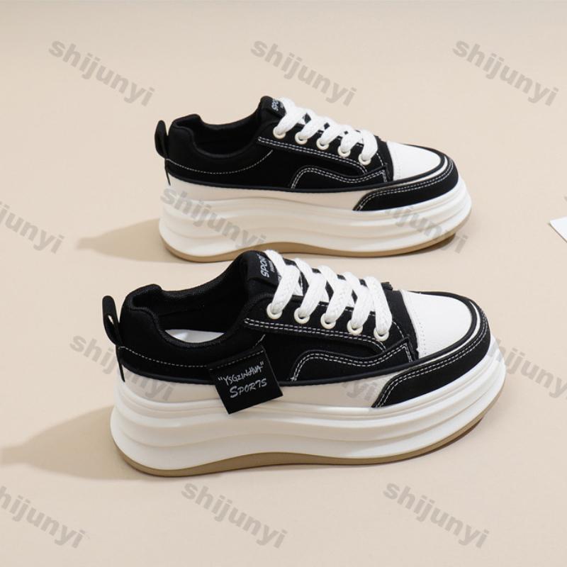 Fashion Women's Fashion Sneakers 2025 Spring Lace Up Platform Soft Sole Sports Shoes for Women Thick Sole Comfortable Non Slip Trainers
