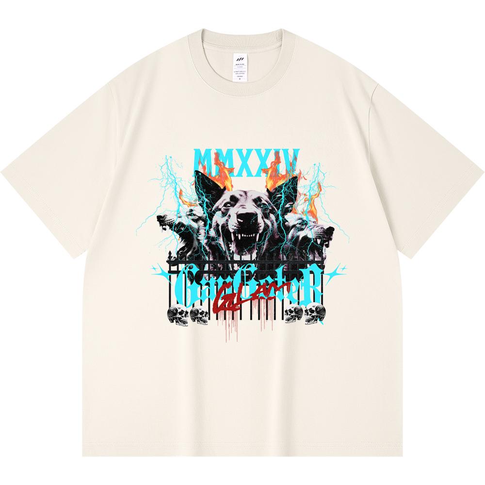 

230GSM 100% Cotton T-Shirt Gangster Glam Print Tees Funny Harajuku Style Combed Cotton Tshirt XS абрикосовый