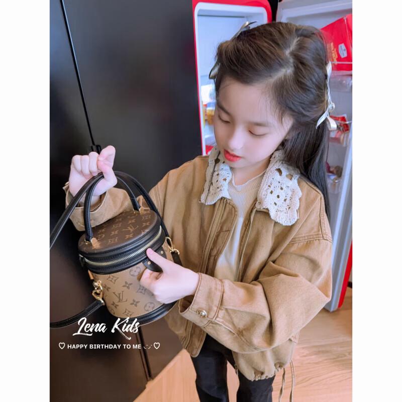 

LENAKIDS Girls Lace Collar Washed Denim Set S