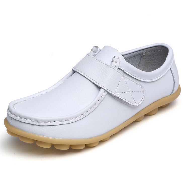 Genuine Leather Shoes Women Soft Flats Elastic Mother Shoes Comfortable Casual Walking Driving Shoes Non-slip