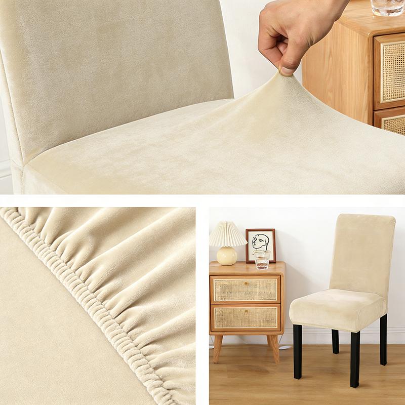 Soft Velvet Dining Chair Cover Stretch Parson Chair Slipcovers Thick Solid Fabric Washable Seat Protectors Banquet Wedding 1pc