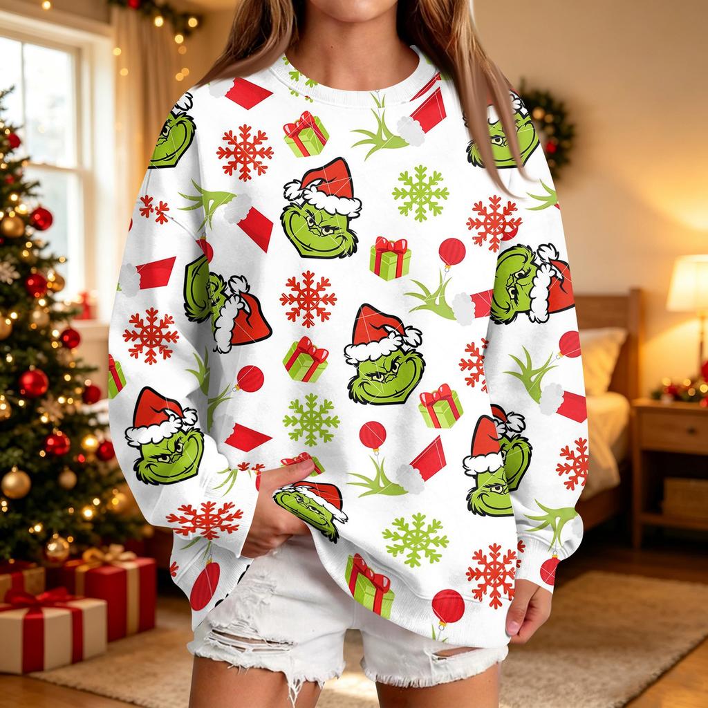 Women's Casual Christmas Print Neck Sweatshirt