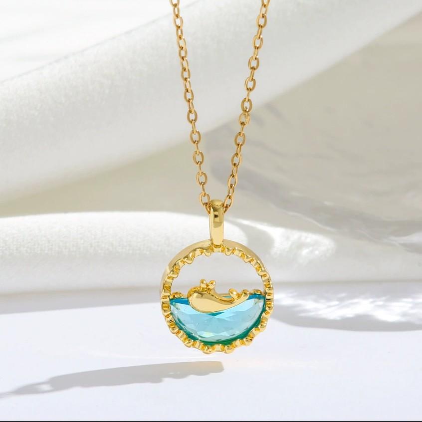 Fashionable Ocean Whale Crystal Pendant Necklace For Women New Trend Choker Clavicle Chain Jewelry Gift Party