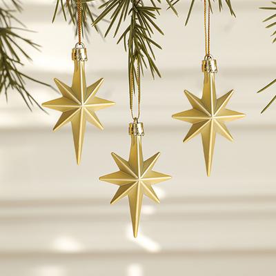 12 stücke Weihnachten Hängende Ornamente Kreative Kunststoff Stern Geformt Anhänger DIY Weihnachten Baum Anhänger Party Liefert