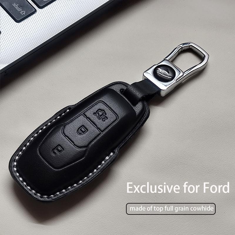 Genuine Leather Car Key Case Cover Fob For Ford Focus 3 4 St Mondeo 5 Mk5 Mustang F-150 Explorer Edge Fiesta Kuga Mk3 4 Durable