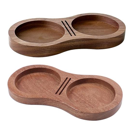 Aufbewahrungsregal für Kaffeewerkzeuge Nussbaumholz 8-förmiges Design Kompatibel mit 51mm 58mm Tampern Pulververteilern Stabile aufrechte Halterung Kaffeezubehör