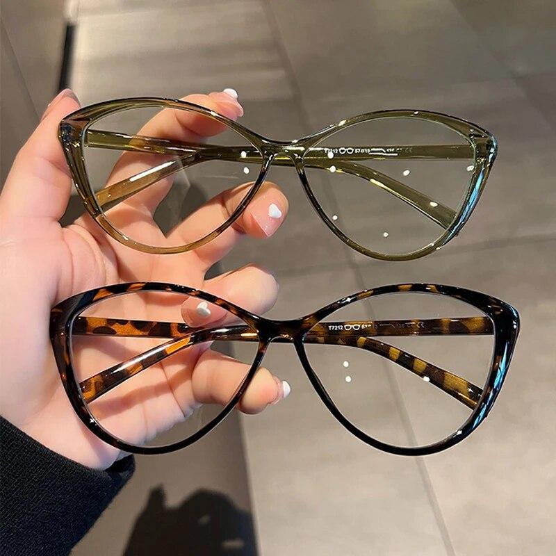 New Fashion Vintage Gradient Near Sight Eyeglasses Cat Eye Anti Blue Light Myopia Glasses Unique Women High-definition Glasses