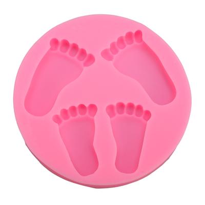 3D Baby Foot Moulding Silicone Non Stick Baby Foot Shaped Baking Tray for Fondant Chocolate Candy
