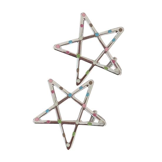 

1 Pair Girl Hairpin Dot Print Wave Hearts Geometric Design Metal Hair Clips Side Bang Hair Pins Commuting Hair F