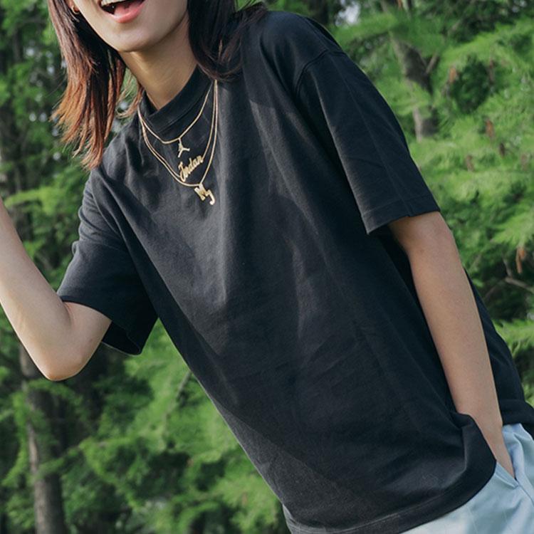Jordan SS22 Necklace Detail Short Sleeve T-Shirt Women Tops Black DO5021-010