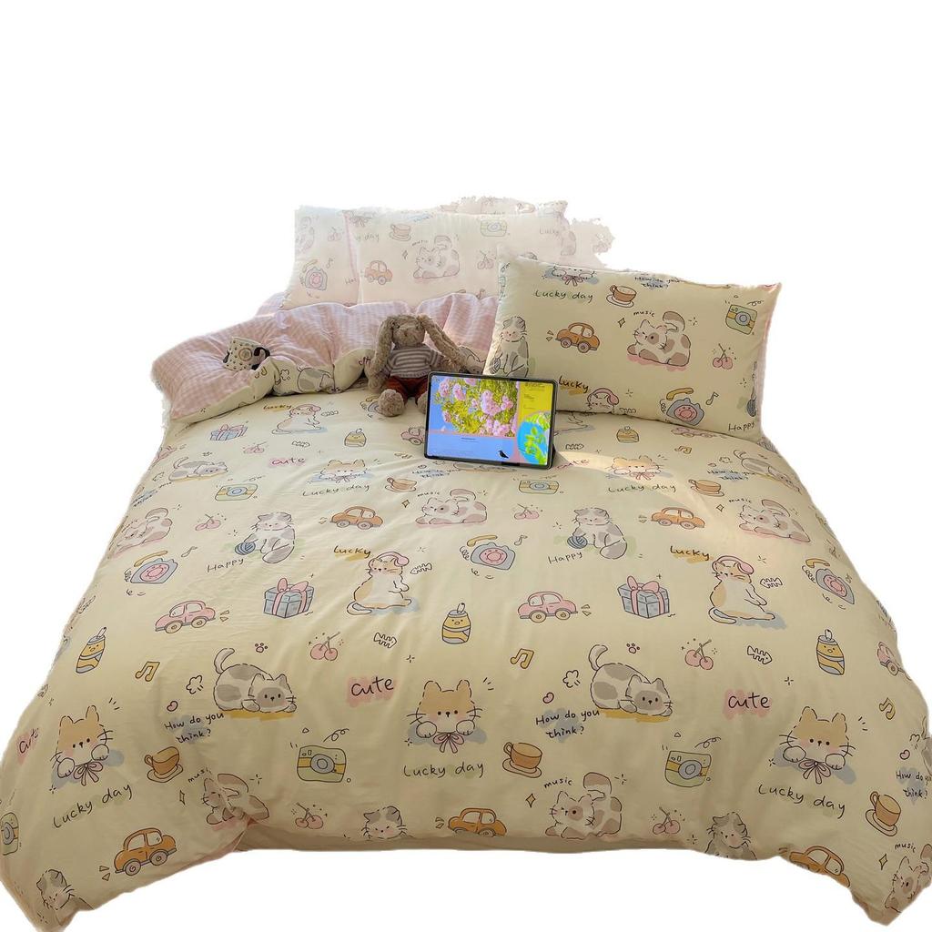 Early Spring 2026 Cute Cartoon Pure Cotton 3-Piece Bedding Set - Skin-Friendly and Age-Reducing
