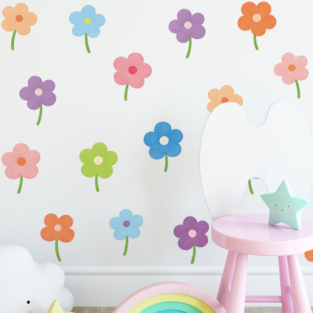 Dopamine Colorful Small Flower Outdoor Balcony Glass Mirror Beautification Decoration Stickers