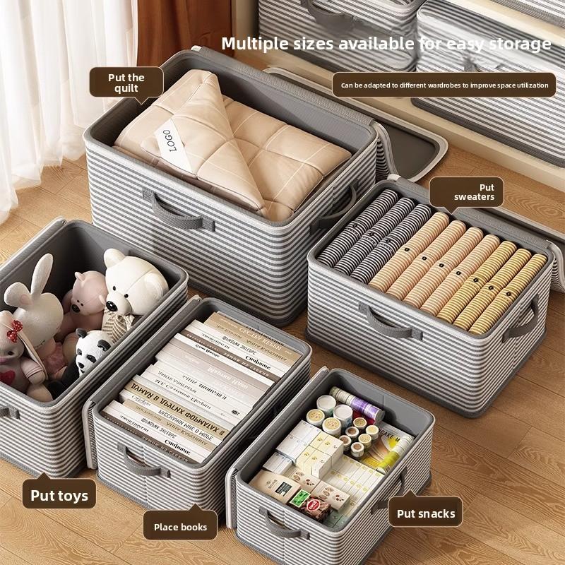 Lockable storage box, used for organizing clothes, blankets, toys in wardrobes, foldable password storage box