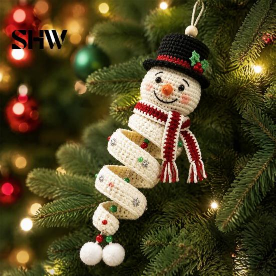 Kit uncinetto fai da te per principianti, Kit gancio da porta pupazzo di neve, Set decorazione da appendere artigianale fatto a mano per le feste, Natale, Parete, Finestra, Festa di Capodanno
