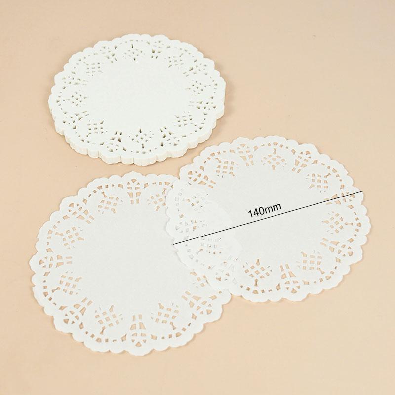 100pcs White Round Lace Paper Doilies Coaster Placemat Cake Mat DIY Gift Packaging Craft Wedding Birthday Party Table Decoration