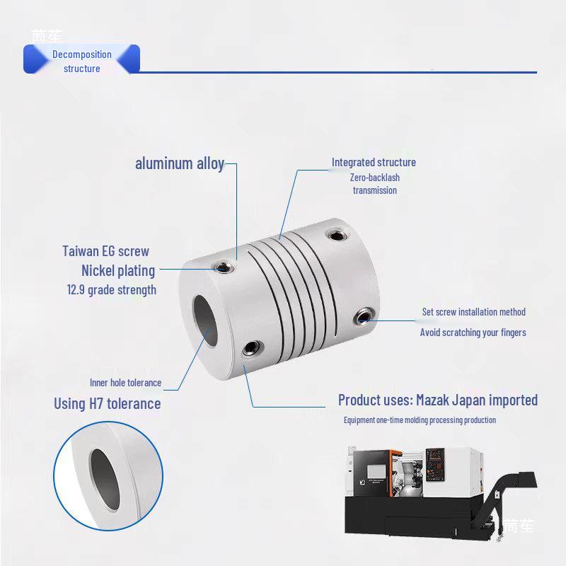 Aluminum Alloy Flexible Encoder Coupling for Stepper Motors, 19mm OD, 25mm Length, 3-10mm Bore