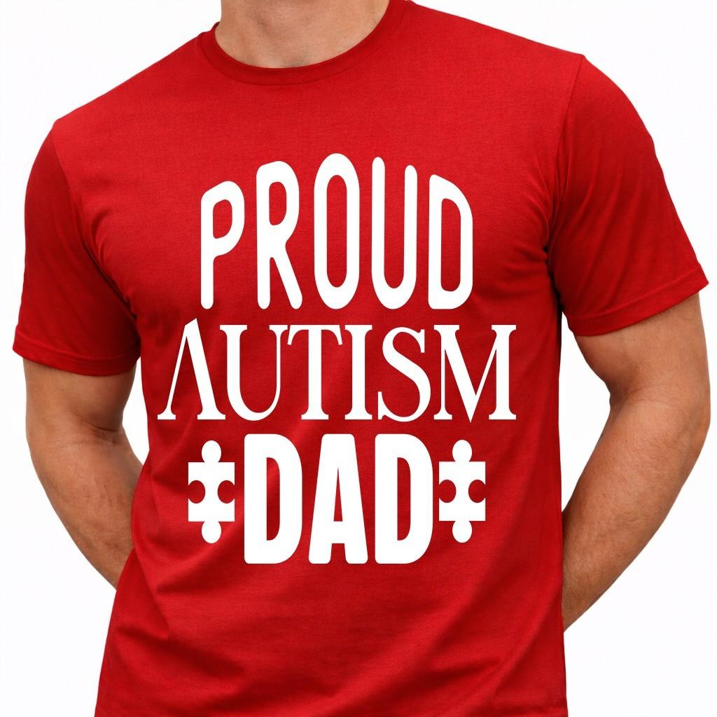 Autism Dad T Shirt Proud Awareness Gift Fathers Day Puzzle Support Graphic Tee M