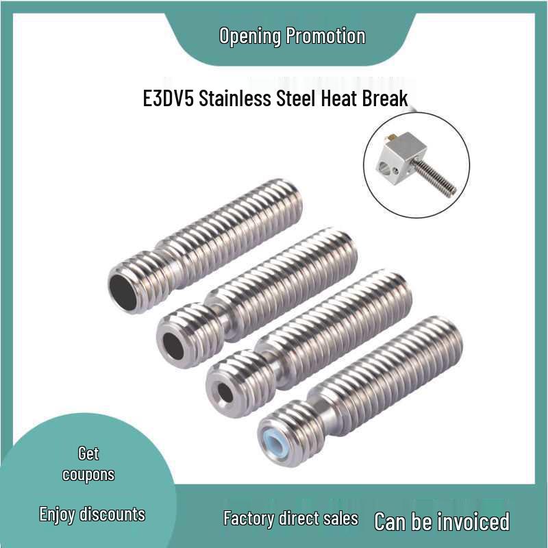 E3D V5 Stainless Steel Heatbreak M6*26mm for KP3S Pro 3D Printer 1.75mm without PTFE Tube