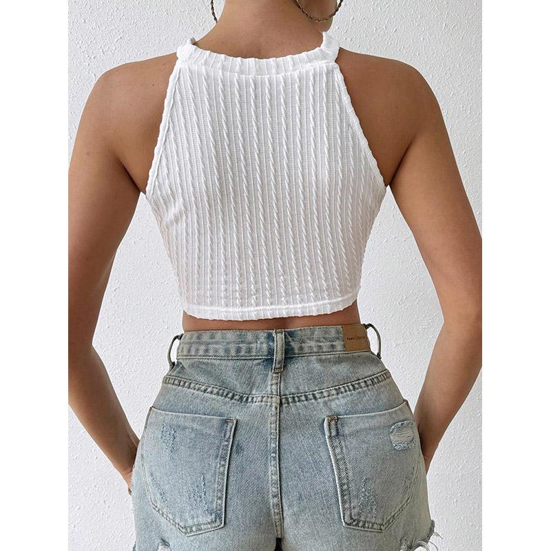 Women's Spring and Summer New Elegant Tassel Vest Short Slim Fit Slim Navel Top
