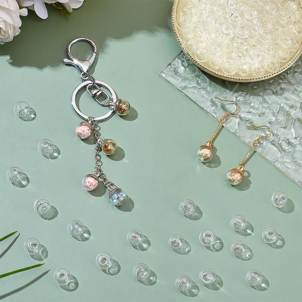 PH PandaHall 200pcs Mini Glass Globes 10mm Glass Ball Bottle Small Orbs Ball Glass Spheres Glass Crystal Ball Craft Glass Ball Hollow Ball for UV