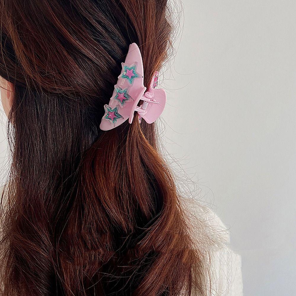 

Головной убор Y2k Стиль коготь для волос ярких цветов Женский зажим в виде акулы Акриловая звезда Коготь для волос Корейские заколки для волос