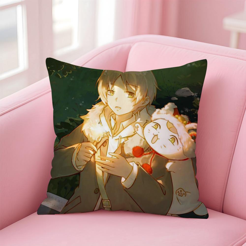 N-Natsume'S Bo-Ok Of Friends Anime Cushion Cover Pillowcase Short Plush Invisible Zipper Room Sofa Cushion Cover