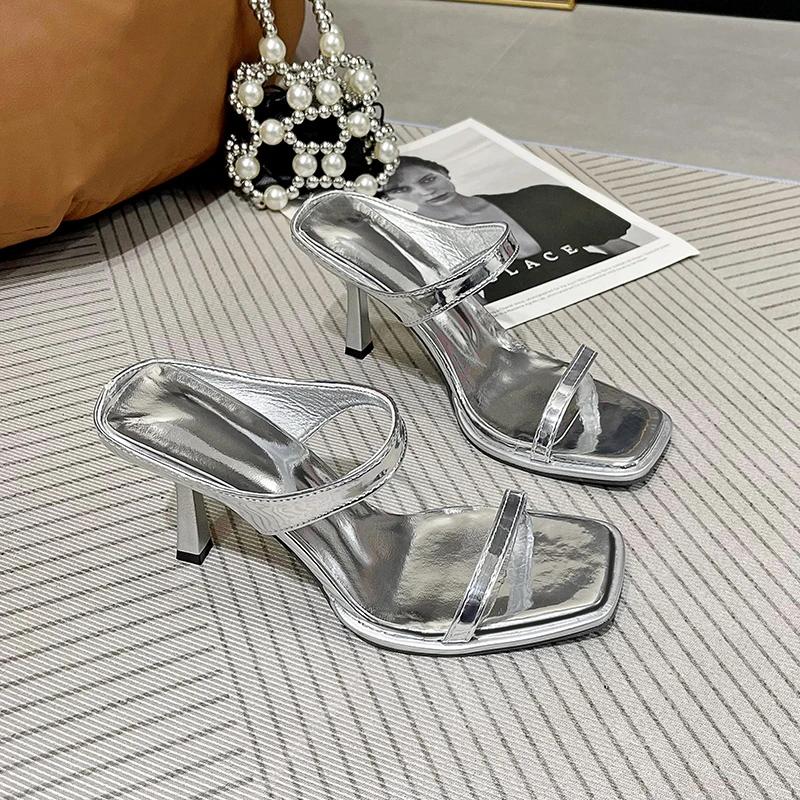 fashion 2024 Summer Street Style Woman Slippers Fashion Thin High Heels Party Stripper Shoes Ladies Elegant Open Toe Dress Sandalias