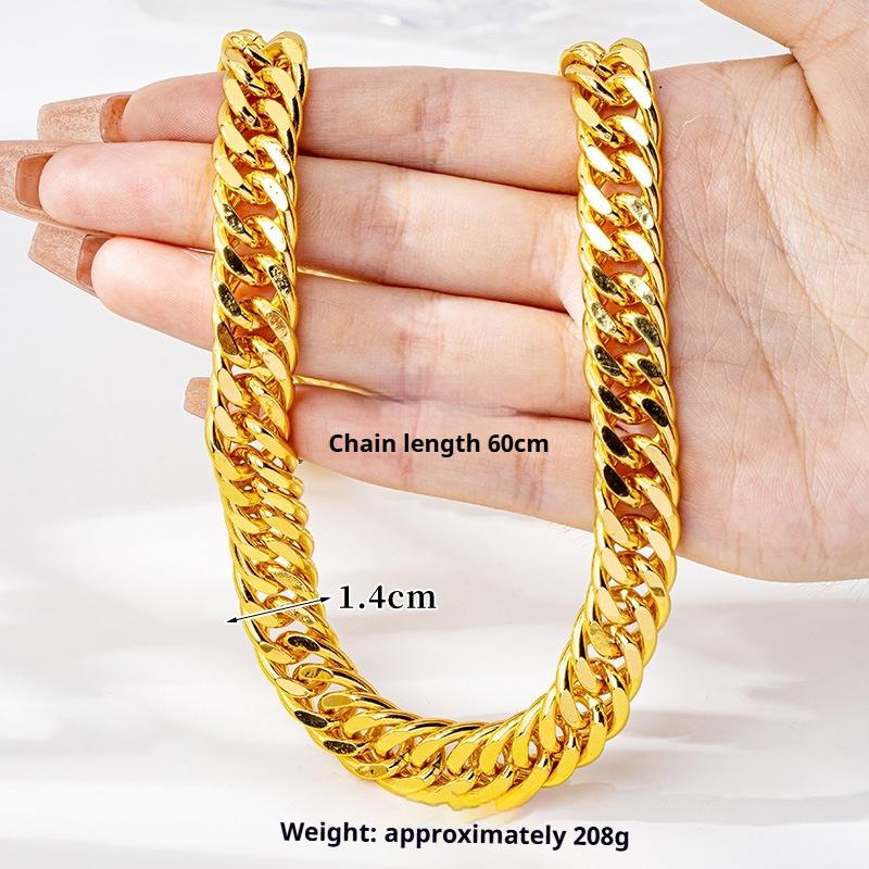 Vietnamese Sand Gold Necklace Imitation Gold Trend Interlocking Chain Luxury Domineering Gift Jewelry