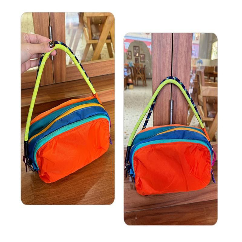 Colorful Patchwork Crossbody Bag Multi Zipper Cosmetic Toiletry Bag With Woven Strap Shoulder Bag For Women Gifts