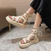 Fairy Wind Sandals Female Summer 2025 New French Niche Thick-soled Heightened Cross-strap High-top Roman Shoes