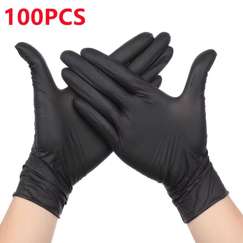 100PCS Black Nitrile Gloves Disposable Powder Free Kitchen Gloves for Household Cleaning Cooking Work Beauty Salon Tattoo Gloves
